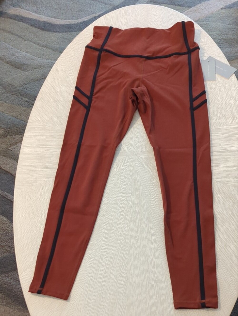 ANTONIO MELANI Conquer 28" Leggings, Color Rust/Sequoia With Black Trim Size L